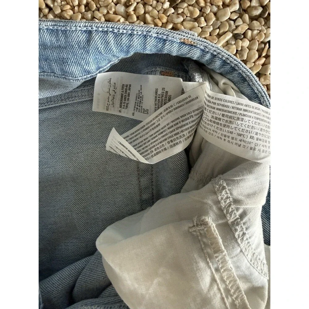 Hollister Curvy Ultra High Rise Dad Jean Shorts 15R W32 Distressed Long Jorts